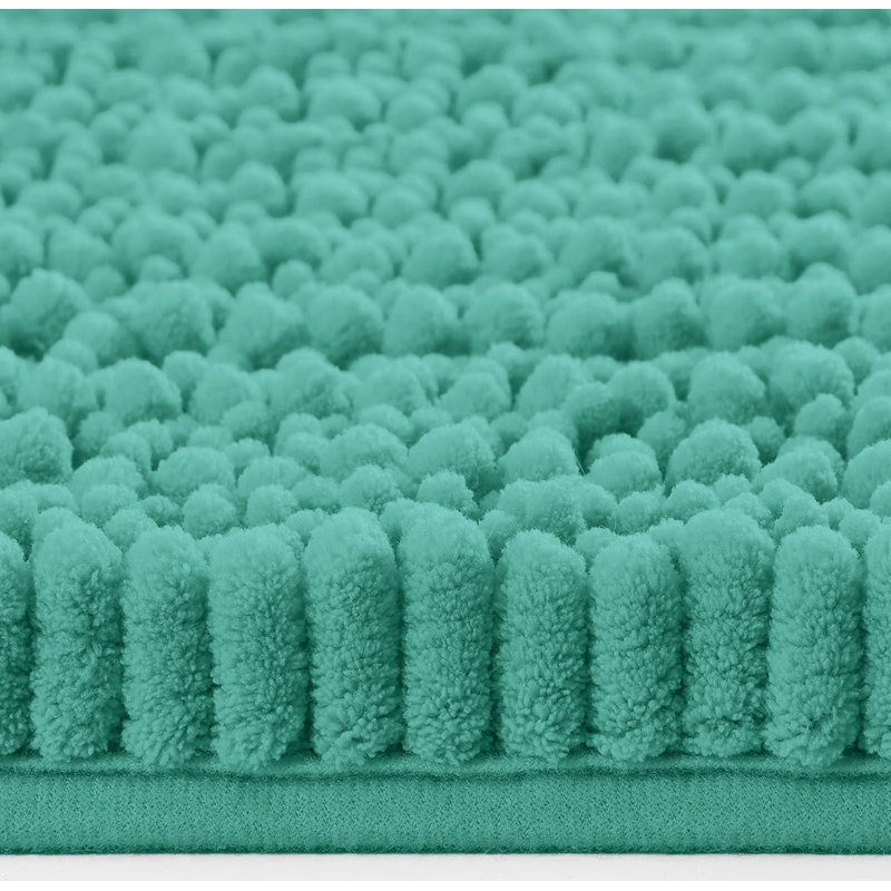 Ensemble de 2 tapis de salle de bain en chenille moelleux et moelleux, Turquoise
