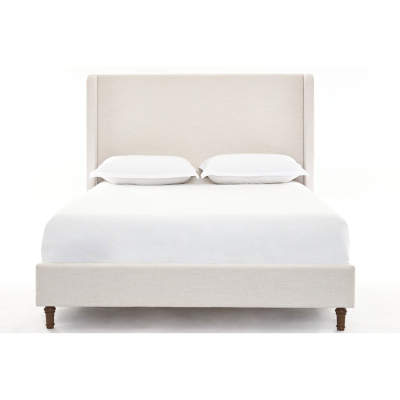 Élégant très grand lit avec tête de lit tapissier somptueuse de 54 po - structure en métal, décoration de chambre à coucher, sommier requis, styles d'assemblage facile