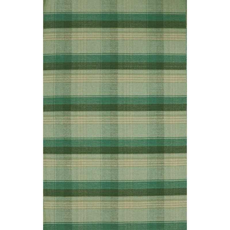 Tapis vert en laine / coton tissé à la main Pickering, Rectangle 4 pi x 6 pi