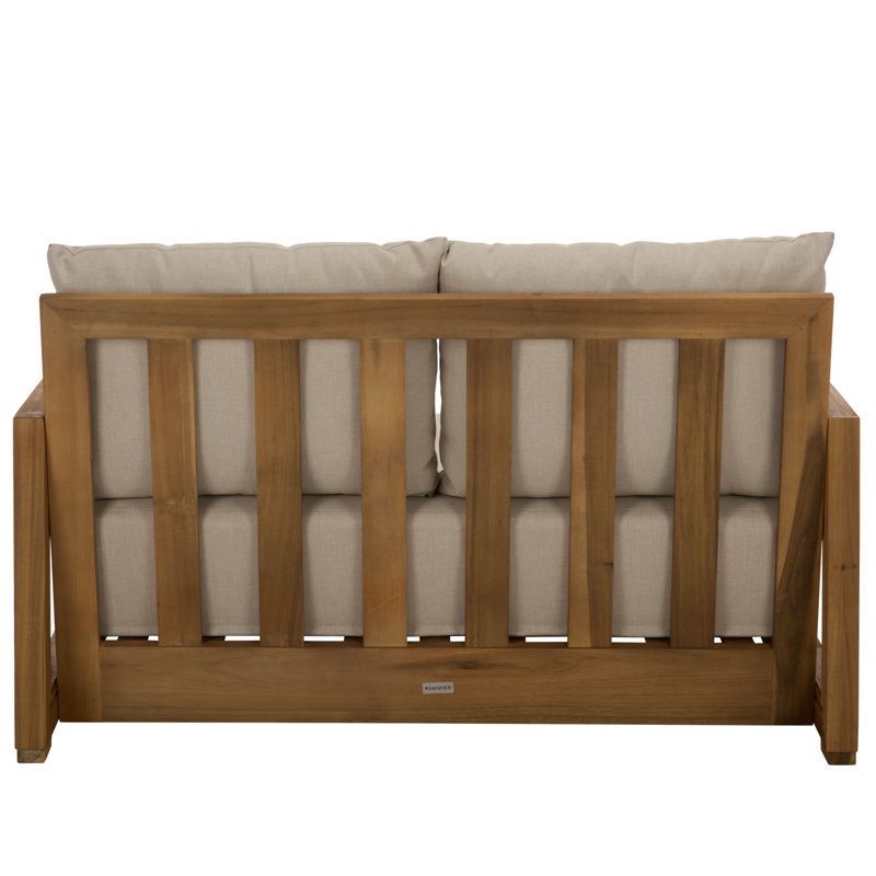 132 cm W Acacia Loveseat with Cushions, Natural