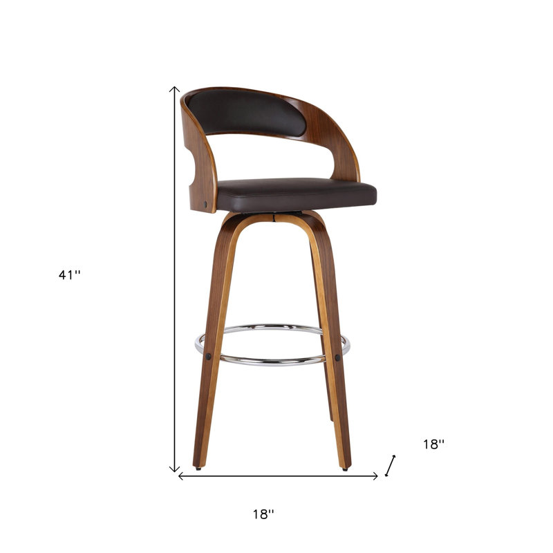Tabouret de bar moderne en similicuir, Siège brun foncé / structure brune