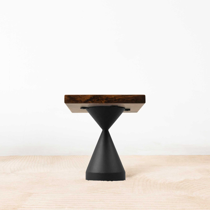 Square Black Epoxy Side Table 15" Diameter, 16" H x 15" L x 15" W