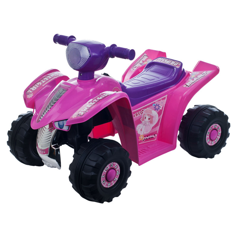 4 Wheeler for Kids - 6V Battery-Powered All-Terrain Ride on Car for Kids Ages 3-6 - Toddler Ride on Toys with Princess Decals by Lil’ Rider (Pink)