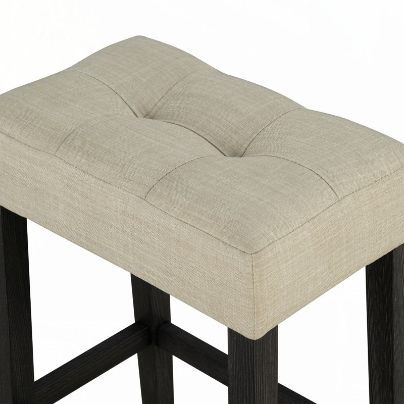 Ensemble de salle à manger bicolore à 3 tons avec 2 tabourets et sièges capitonnés beige
