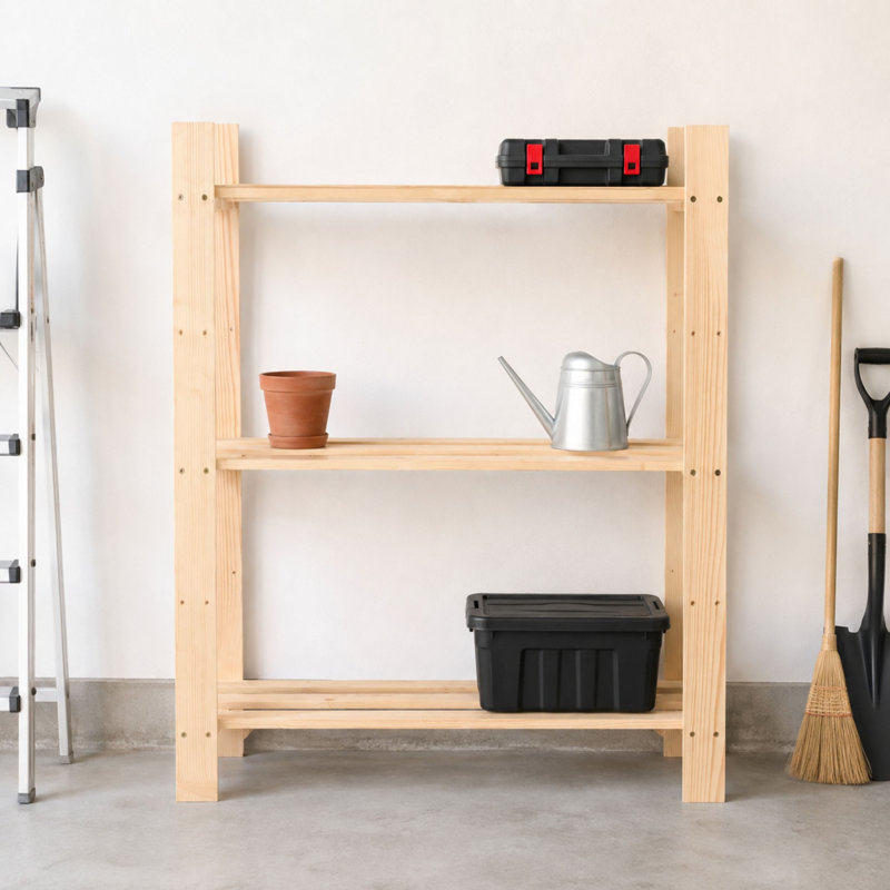 3-Shelf Utility Rack Storage Unit, Pre-sanded, 90cm H x 80cm W x 30cm D