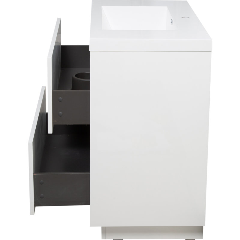 Meuble-lavabo autoportant de 36 pouces avec lavabo, comptoir en résine de pierre et tiroirs à fermeture en douceur pour un rangement élégant