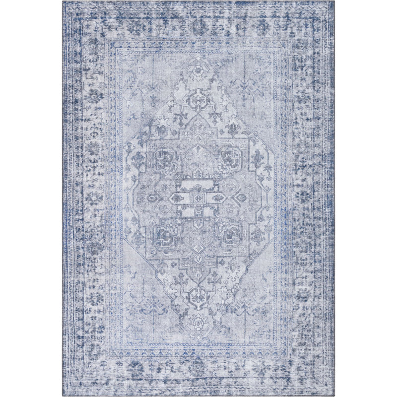 Nile Vintage Medallion Flatweave Grey Area Rug, Rectangle 115 x 170cm
