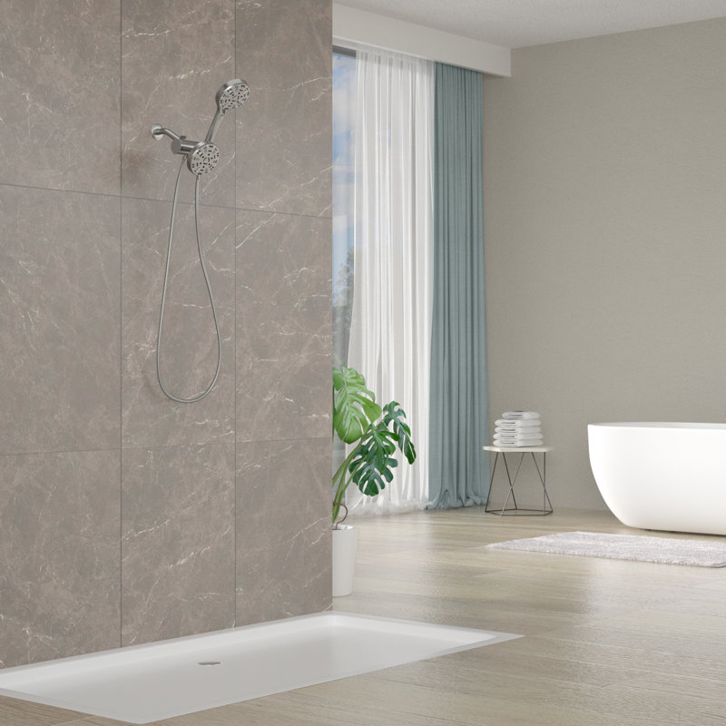 Pomme de douche double multifonction, Nickel brossé