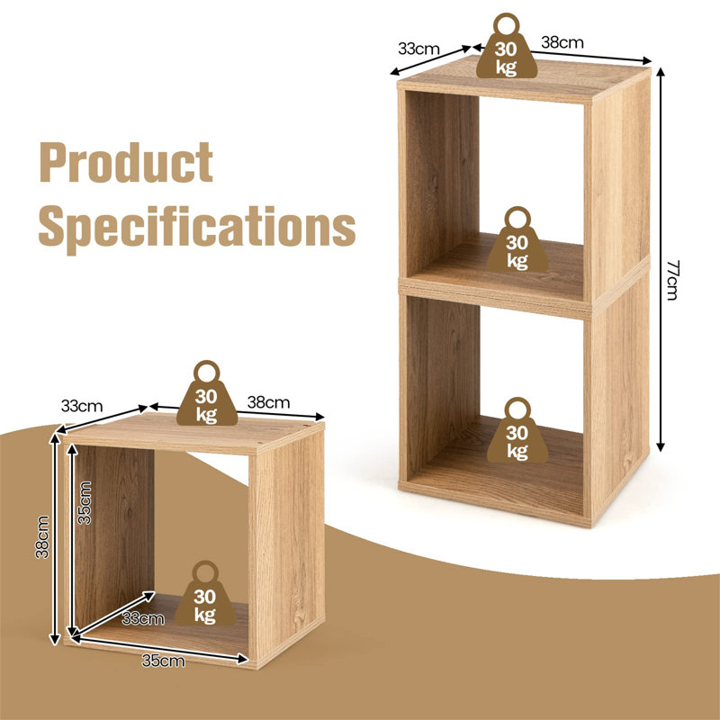 Bedside Table Set Of 2, Stackable Cube Storage Organizer With Anti-Tip Device