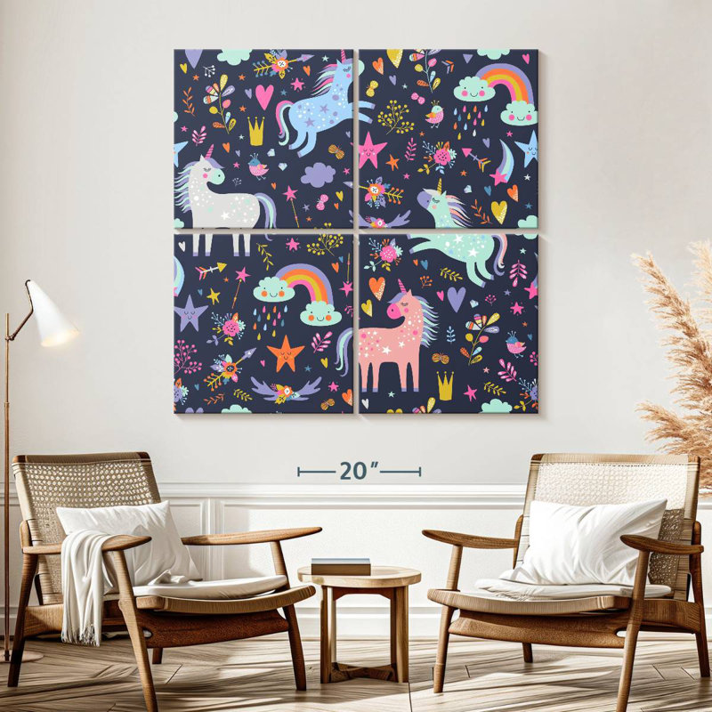 Ashelle Pastel Unicorns, 57'' H x 57'' W