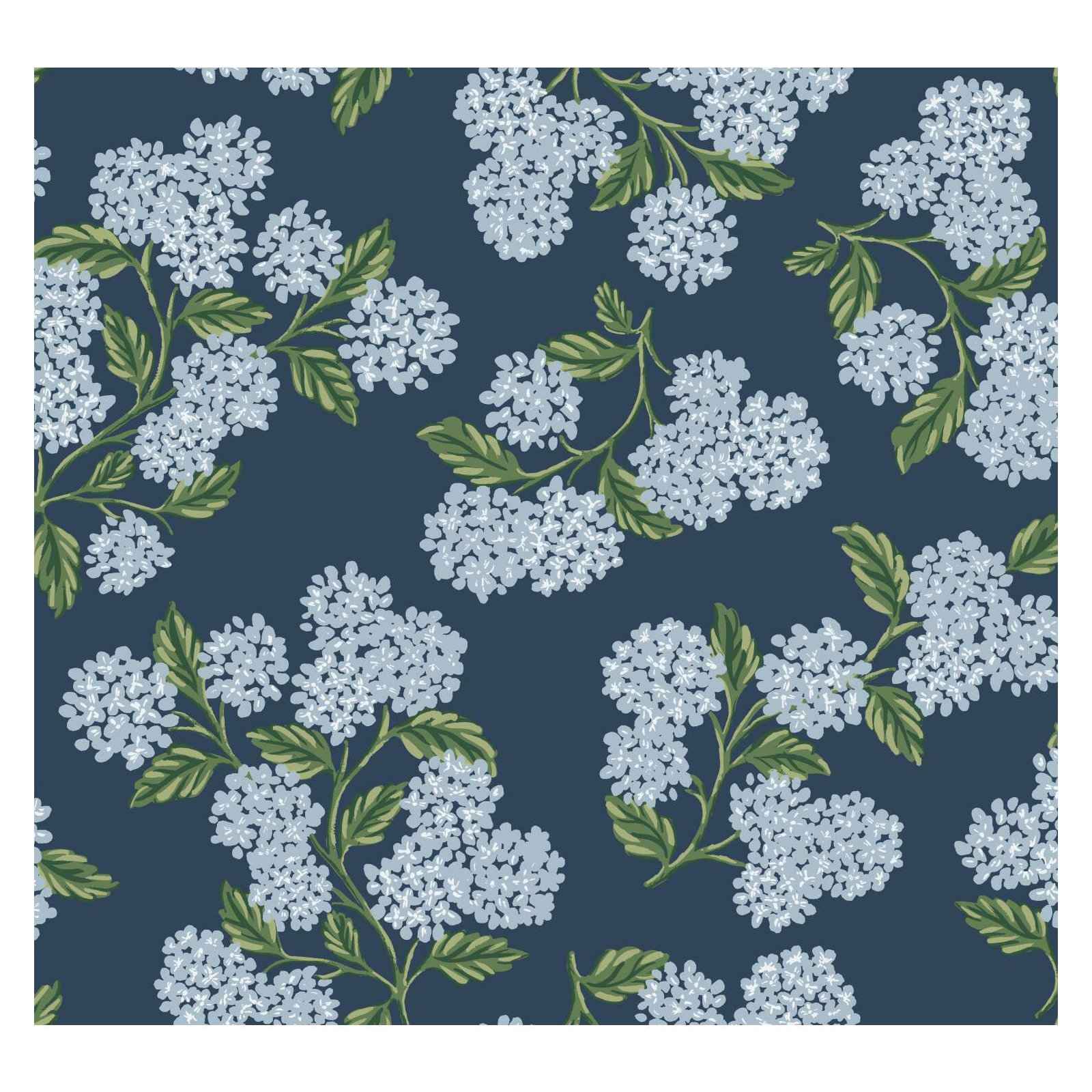 Hydrangea 27' x 27" Wallpaper, Navy/White