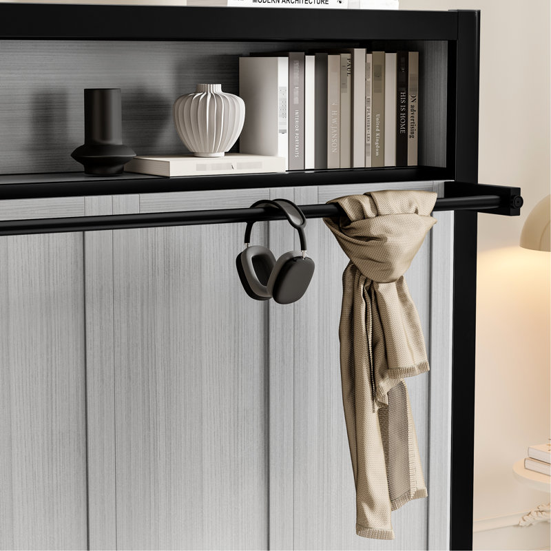 Lit simple en métal gris avec tablettes, conception peu encombrante, quincaillerie, idéal pour les petits espaces pliables et réduisant le bruit, chambres d'amis