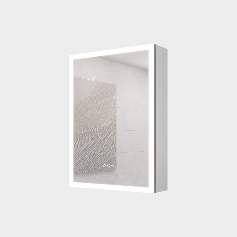 Armoire de salle de bain 2820 pouces - lumières DEL avec miroir, gradateur, horloge numérique et affichage de la température, montage en surface, style