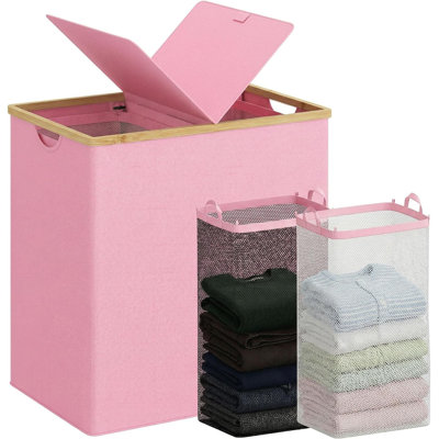 Panier à linge double 140L avec couvercle