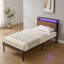 Structure de lit plateforme simple en métal avec tête de lit et pied de lit en bois avec doublure USB, lumières DEL, grand rangement sous le lit