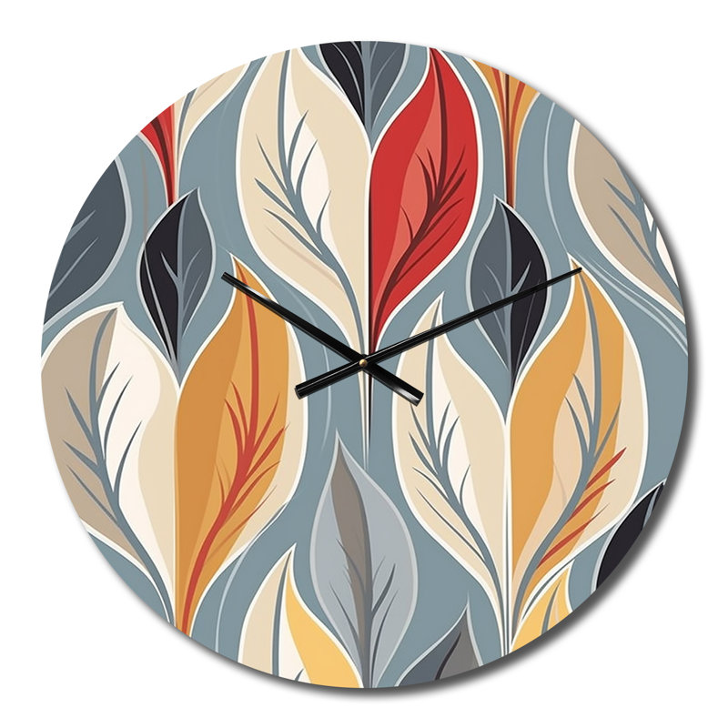 Horloge murale rétro à feuilles abstraites IV - Modern, Petit