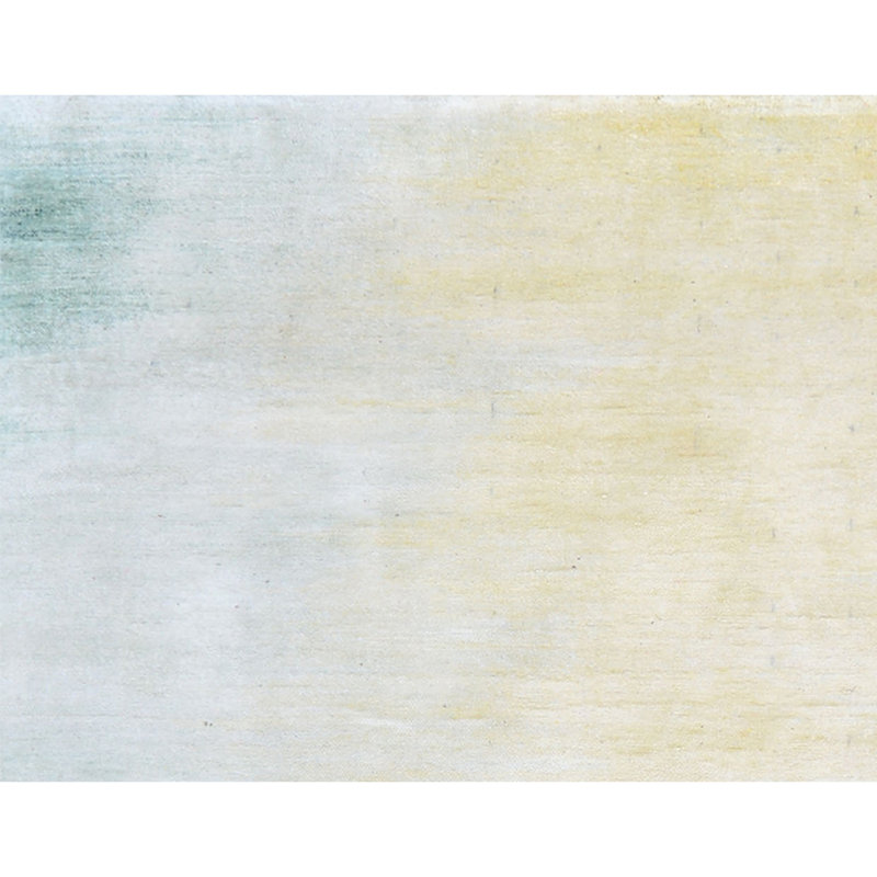 Hand Knotted Abstract Area Rug in Beige/Green, Rectangle 5' x 8'