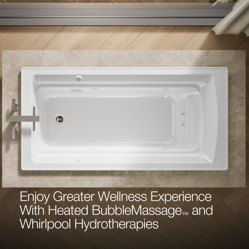 Archer® 72-in X 36-in Drop-in Whirlpool + Heated Bubblemassage Air Bath, White