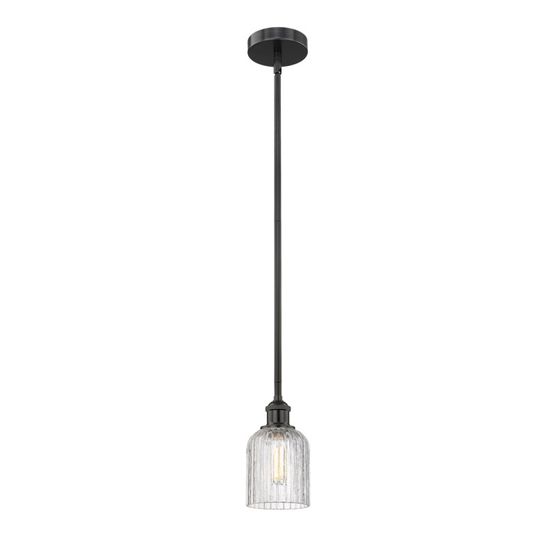 Luminaire suspendu 1 lumière Aalina, Clair, Noir mat