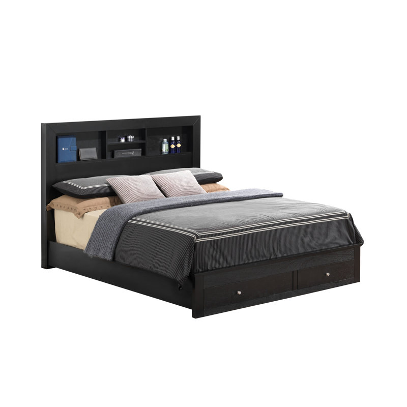 Aguilar Platform Storage Bed, Full, Black