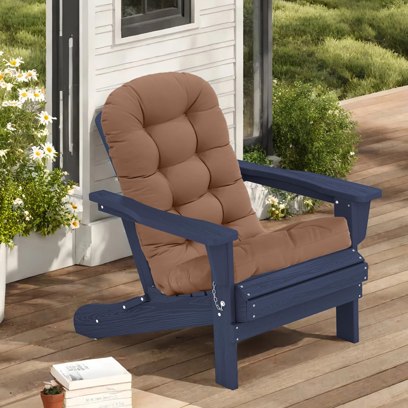 Outdoor Replacement Cushion Set  4.7" Thick High Back Seat / Back Cushions with Ties, Buckle (Set of 2), Mocha
