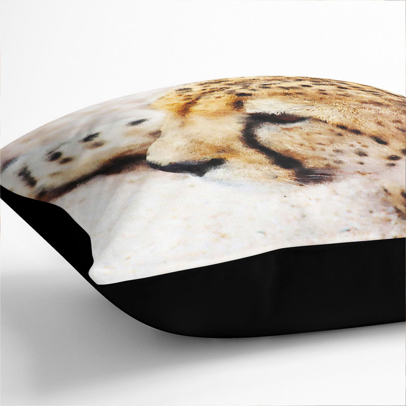 Cheetah Vol.1 Painting Square Throw Cushion, 40cm H x 40cm W x 15cm D, Black