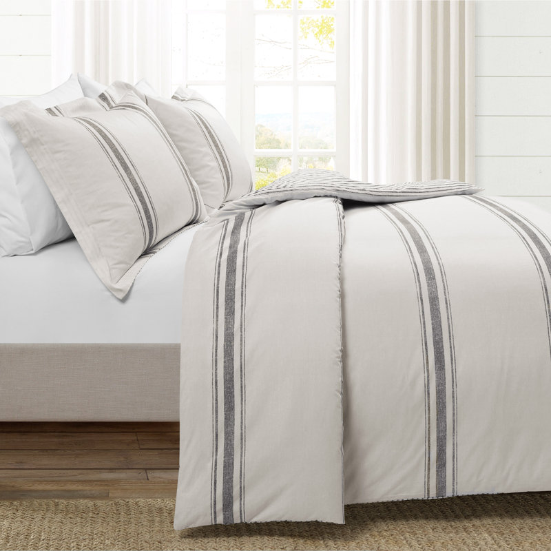 Gray Twin Cotton Reversible Comforter Set