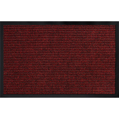 Mayberry Rug Weather Guard Door Mat, Made in the USA, Heavy Duty Entrance Mats, Commercial Office Doormat, Waterproof, Vinyl Backing, Boot Scraper, Red 18"x28"