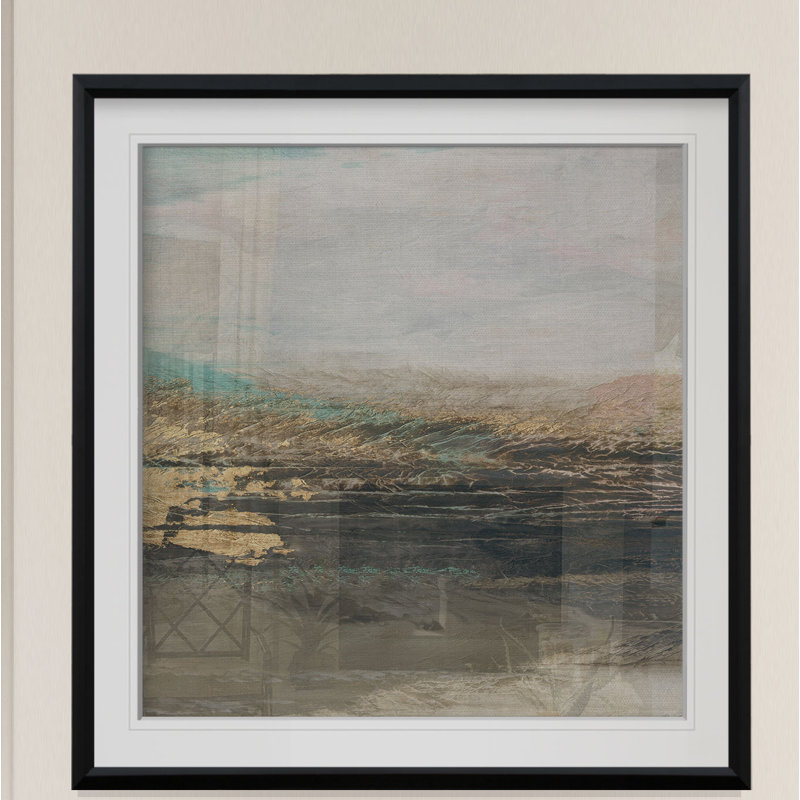 " Vista Lake " Acrylic Painting, 28" H x 28" W x 1.5" D, Black Framed