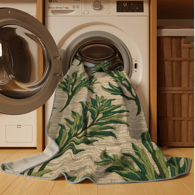 Washable Lambs Quarters Vegetables Area Rug, Square 7'