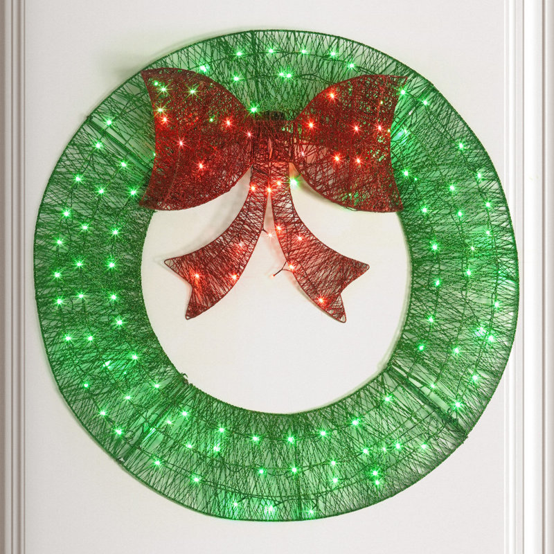 Fée pliable en métal 48 po avec lumières DEL, vert 48 po, Vert, L 10 po x H 48 po x P 3,1 po
