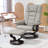 Recliner With Ottoman, Swivel Recliner Chair And Ottoman, Faux Leather Reclining Chair With High Back And Wood Frame For Living Room, Bedroom
