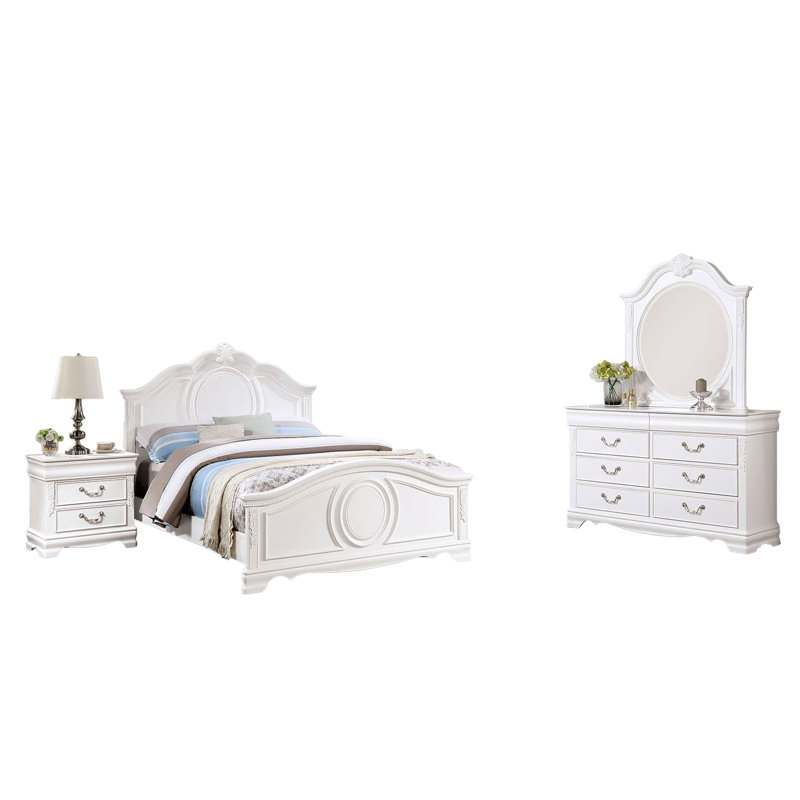 Ensemble de lit simple avec table de chevet 4 pièces Alci