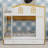 Bunk Bed with House Shaped Guardrails, Storage Shelves and Drawers-1332818513