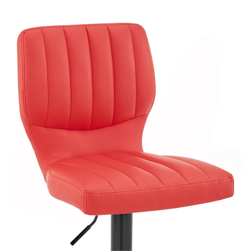 Tabouret de bar pivotant réglable en similicuir rouge