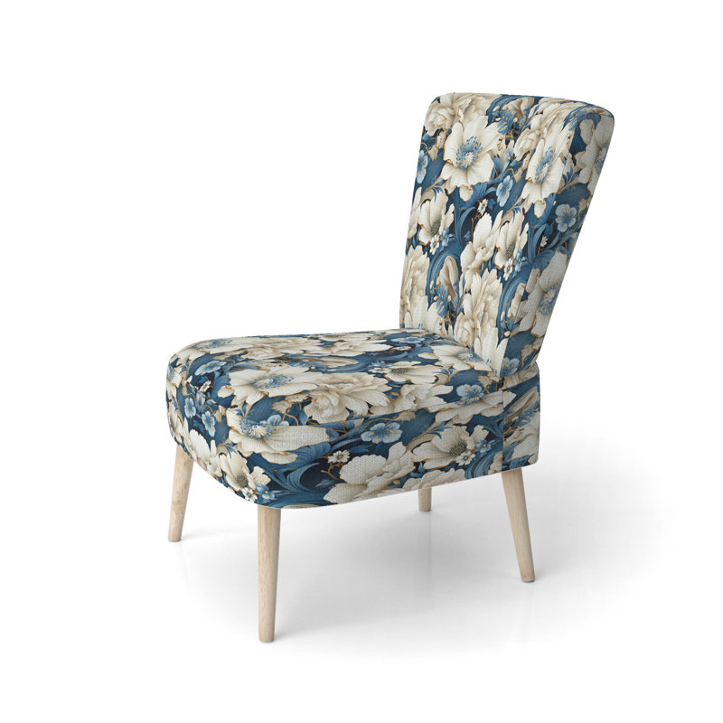 Coastal Breeze Paisley Motif - Chaise d'appoint rembourrée Boho, chaise d'appoint blanche