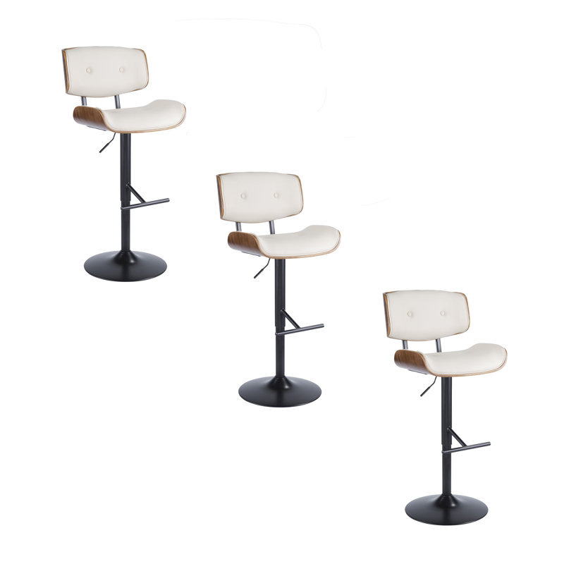 Lombardi Adjustable Barstool - Set Of 3, Cream