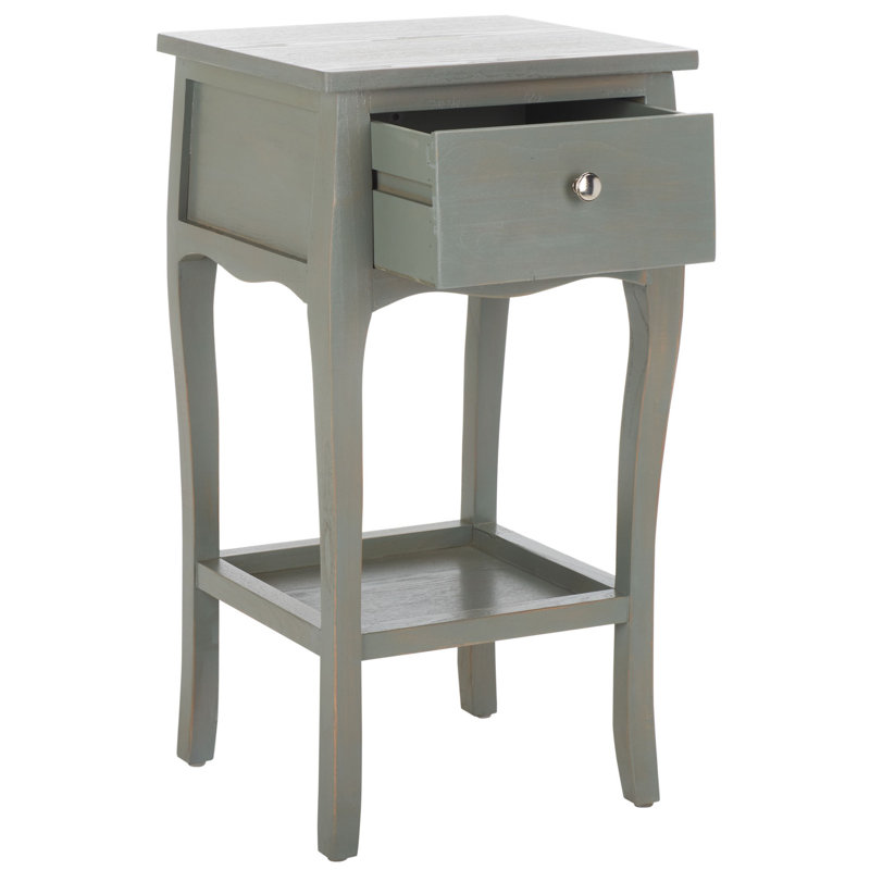 Radikha Solid Wood End Table with Storage, French Gray