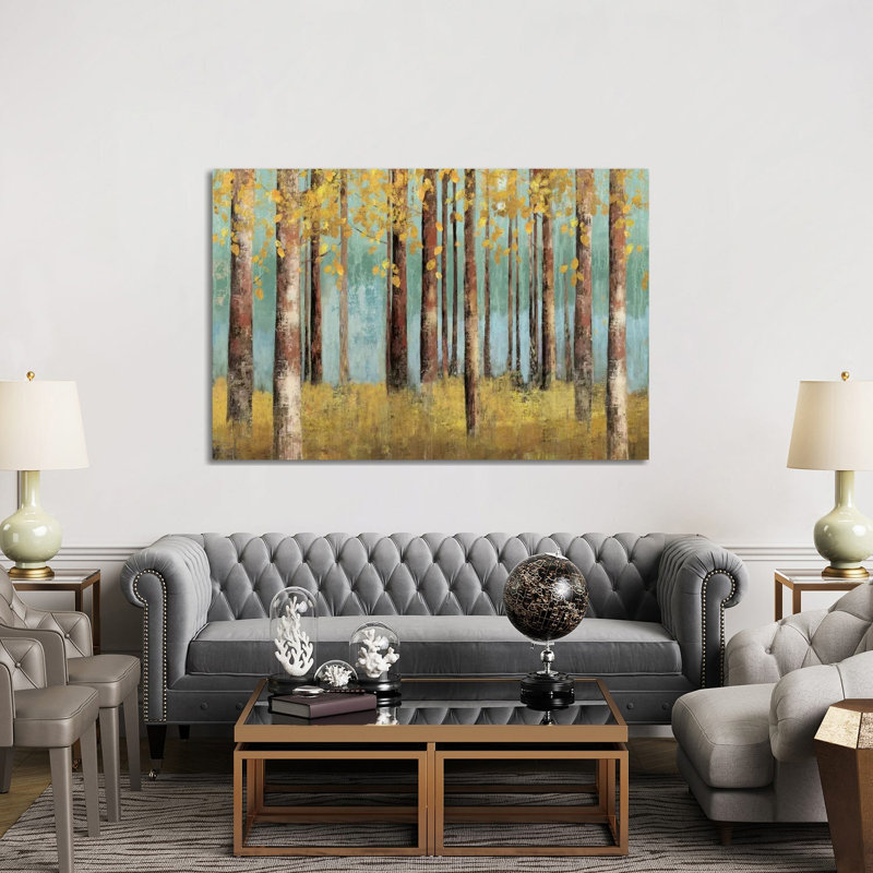 Teal Birch by Allison Pearce - Painting on Canvas, Wrapped Canvas, 152.5 cm H x 101.5 cm W x 3.175 cm D