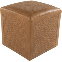 Faux Leather Camel Woven Cube