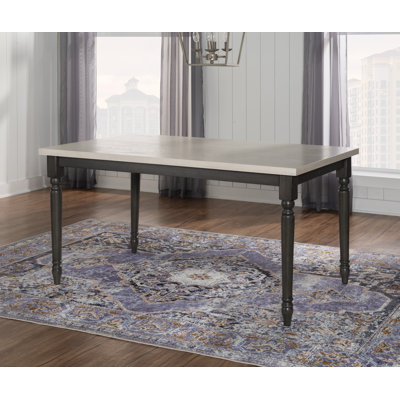Table de salle à manger de style campagnard en bois massif bicolore de 60 po Io