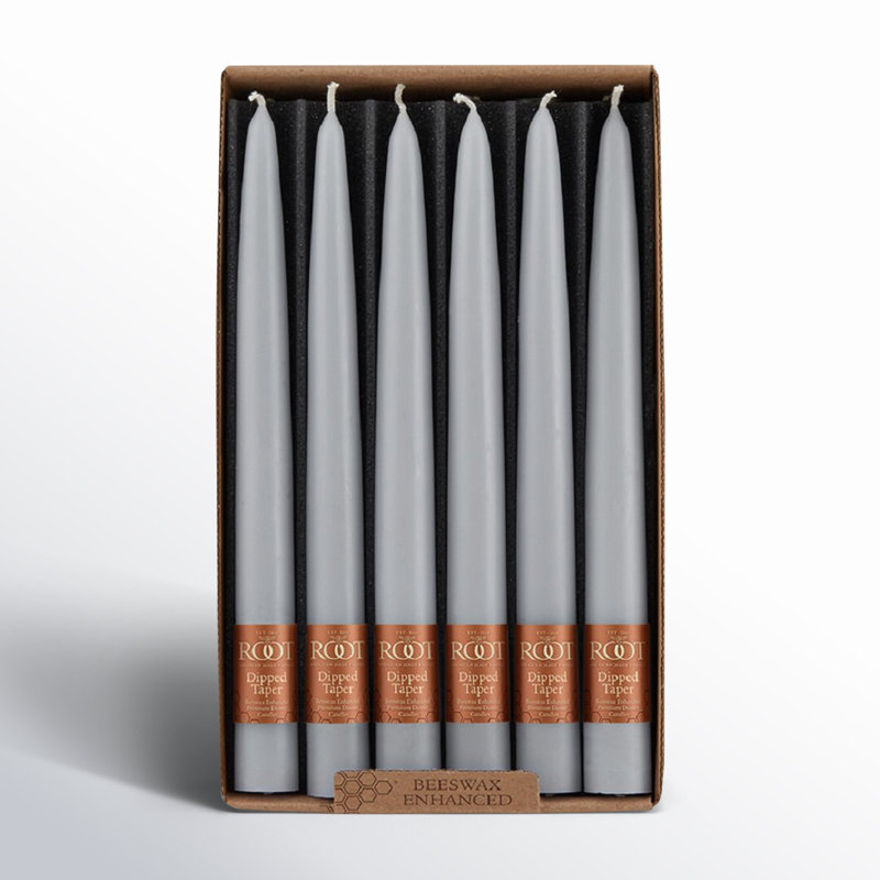 Ensemble de 12 chandelles coniques non parfumées 12 pièces, Platine, H 9 po x l 0,88 po x P 0,88 po
