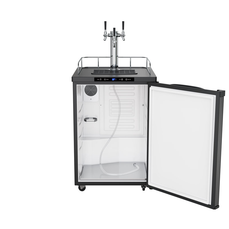 EdgeStar 5.6 Cubic Feet Triple Tap Freestanding Kegerator with Adjustable Temperature, Stainless Steel