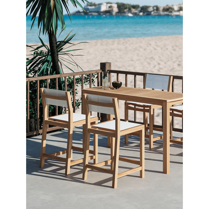 Pearl Teak Outdoor Counter Height Chair, White