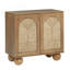 Boho brun clair 31 po Armoire décorative, armoire de rangement pour le vestibule de salon avec pieds en forme de boule et portes arquées, armoire