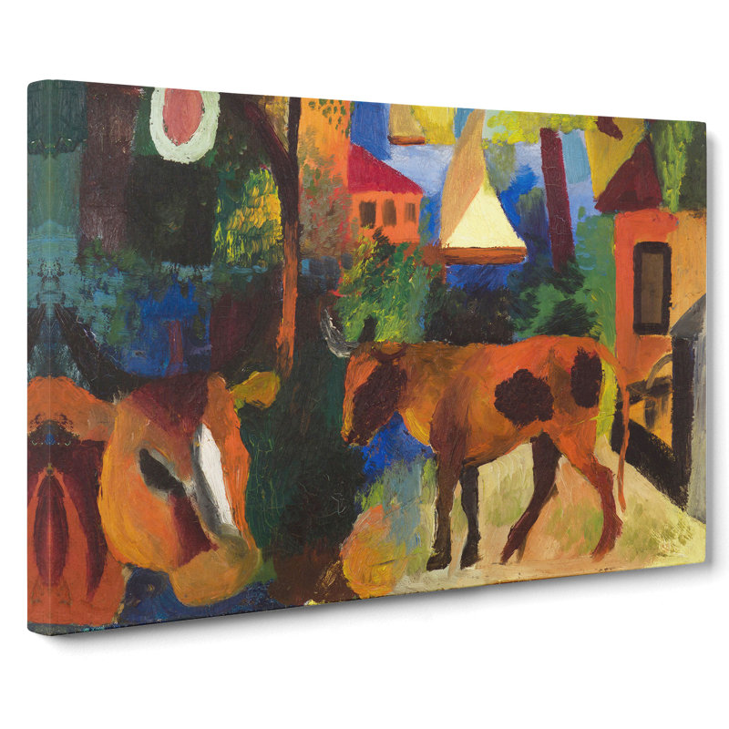Landscape With Cows by August Macke - Wrapped Canvas, 40cm H x 60cm W x 3cm D