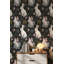 Papier peint lapin botanique foncé-1130912668