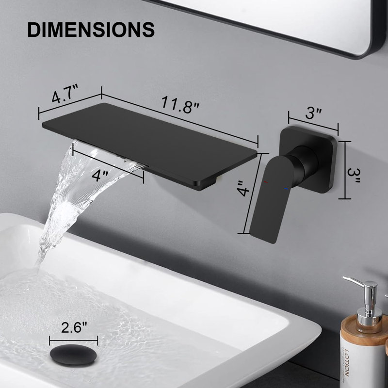 Single-handle Bathroom Faucet with Drain Assembly, Matte Black