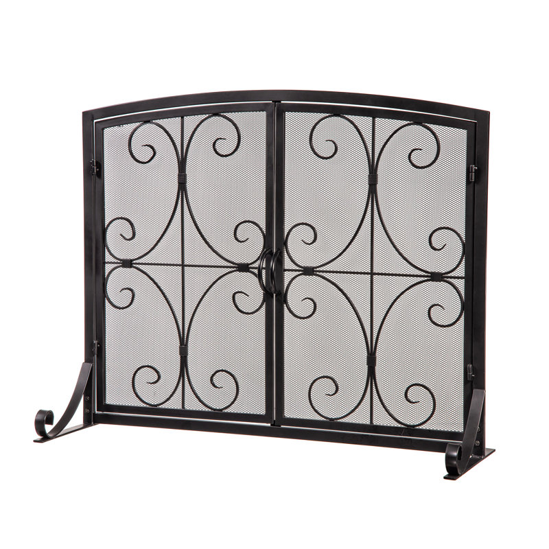 Pare-étincelles en métal noir 38 po x 31 po Forgach