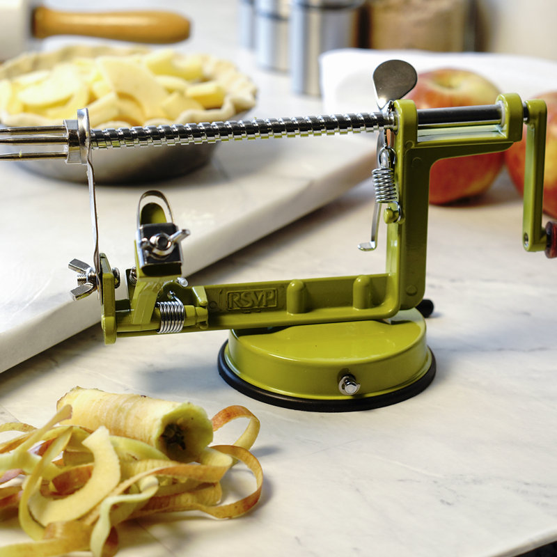Green Stainless Steel Apple Peeler Corer Slicer with Suction Base